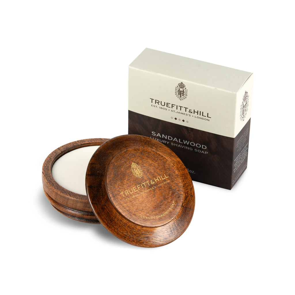 & Sandalwood Luxury Shaving Soap Wooden Bowl
